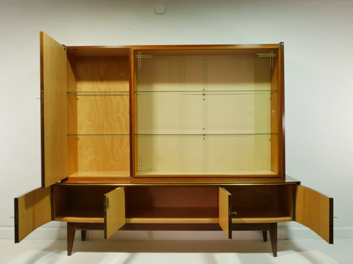 Vintage highboard / living room cabinet with display cabinet, 60s, Germany