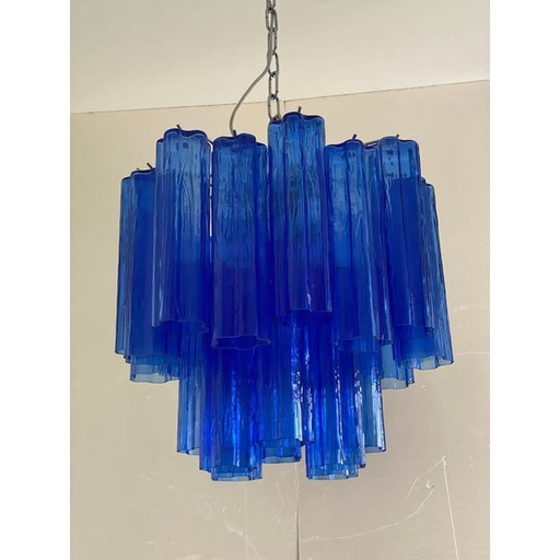 Contemporary Blue "Tronchi" Murano Glass Sputnik Chandelier