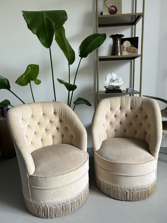 Image 1 of 2x Velvet Vintage Club Armchair