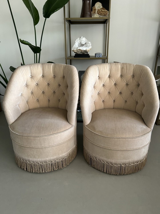 Image 1 of 2x Velvet Vintage Club Armchair