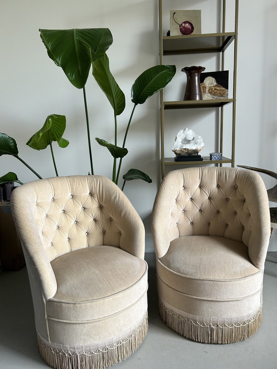 Image 1 of 2x Velvet Vintage Club Armchair