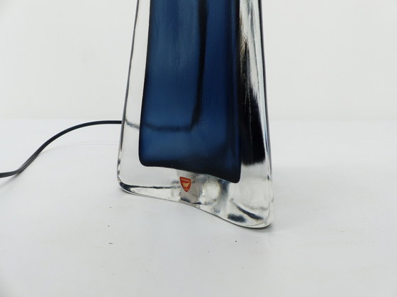 Image 1 of Blue Glass Scandinavian Lamp Carl Fagerlund For Orrefors 1960