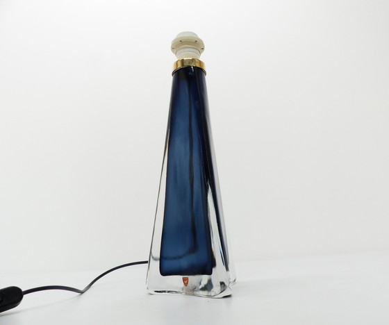 Image 1 of Blue Glass Scandinavian Lamp Carl Fagerlund For Orrefors 1960