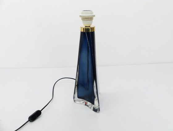 Image 1 of Blue Glass Scandinavian Lamp Carl Fagerlund For Orrefors 1960