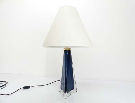 Image 1 of Blue Glass Scandinavian Lamp Carl Fagerlund For Orrefors 1960