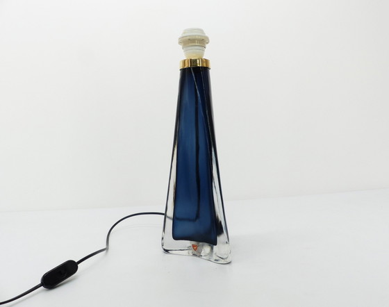 Image 1 of Blue Glass Scandinavian Lamp Carl Fagerlund For Orrefors 1960