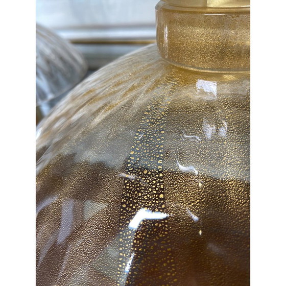 Image 1 of Pair of vintage gold Murano glass vases, 1980