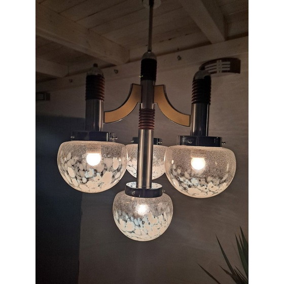 Image 1 of Vintage chandelier with four glass globes, 1970s
