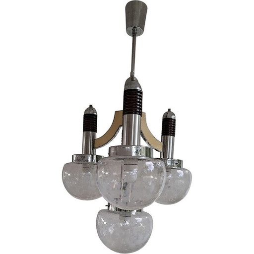 Vintage chandelier with four glass globes, 1970s