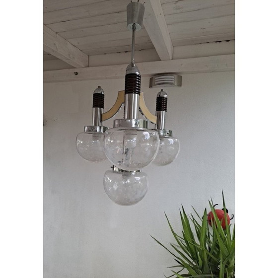 Image 1 of Vintage chandelier with four glass globes, 1970s