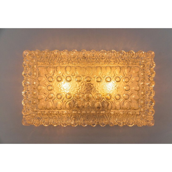 Image 1 of Vintage square Bega ceiling lamp in bubbled glass, 1960