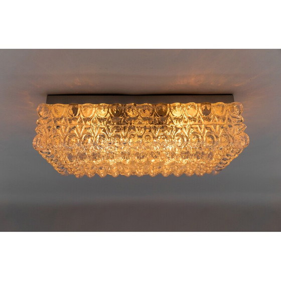 Image 1 of Vintage square Bega ceiling lamp in bubbled glass, 1960