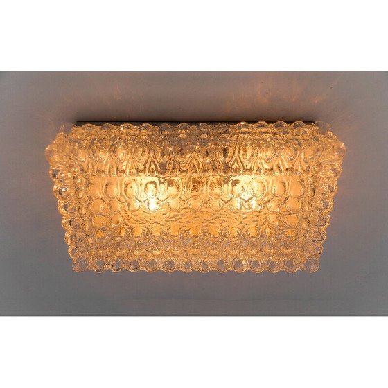 Image 1 of Vintage square Bega ceiling lamp in bubbled glass, 1960