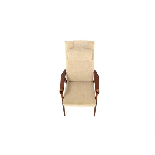 Scandinavian vintage armchair in teak and fabric, Sweden 1960