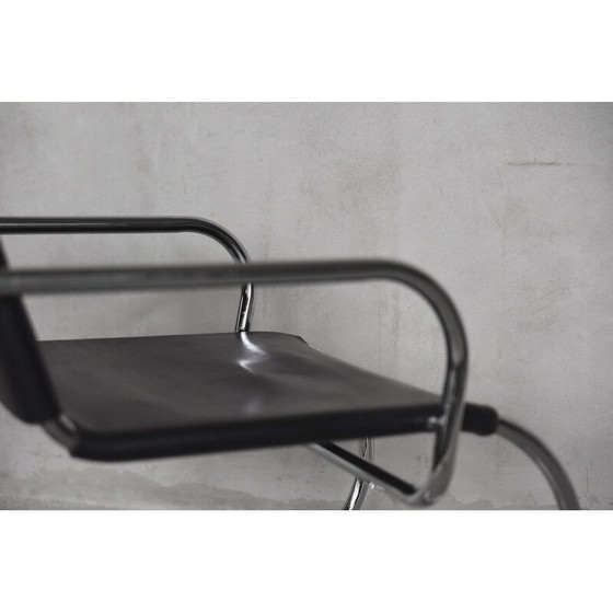 Image 1 of Vintage German leather cantilever chrome-plated tubular steel Bauhaus chair by Franco Albini for Tecta, 1950s