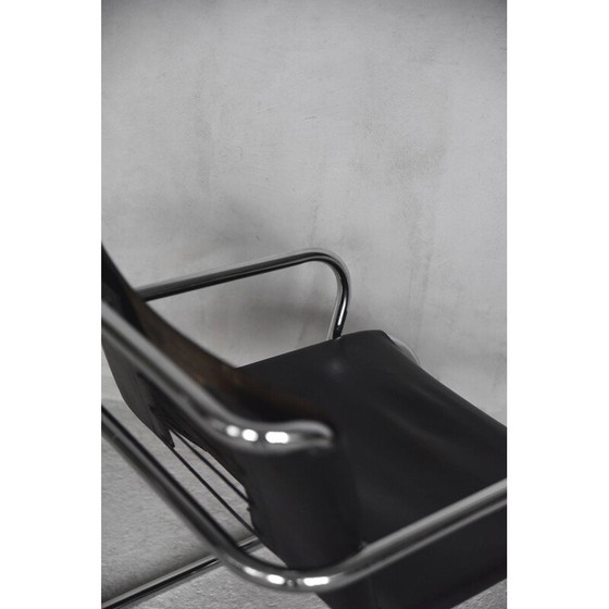Image 1 of Vintage German leather cantilever chrome-plated tubular steel Bauhaus chair by Franco Albini for Tecta, 1950s