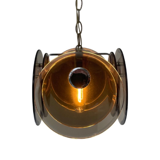 Image 1 of Lampada da soffitto vintage - Era spaziale - Vetro fumé