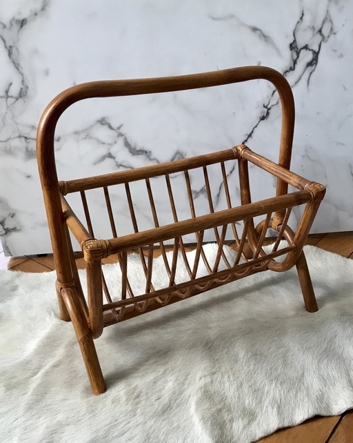 Rattan magazine rack