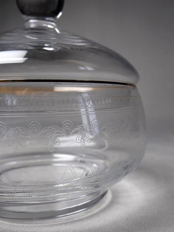 Image 1 of Antique 1900's Crystal Sugar Bowl, Sugar Bowl Or Box