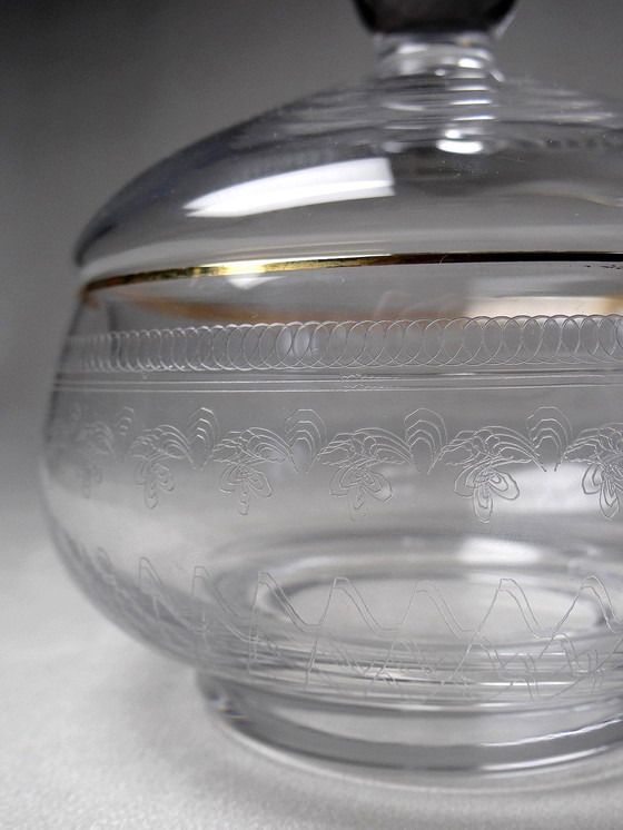 Image 1 of Antique 1900's Crystal Sugar Bowl, Sugar Bowl Or Box