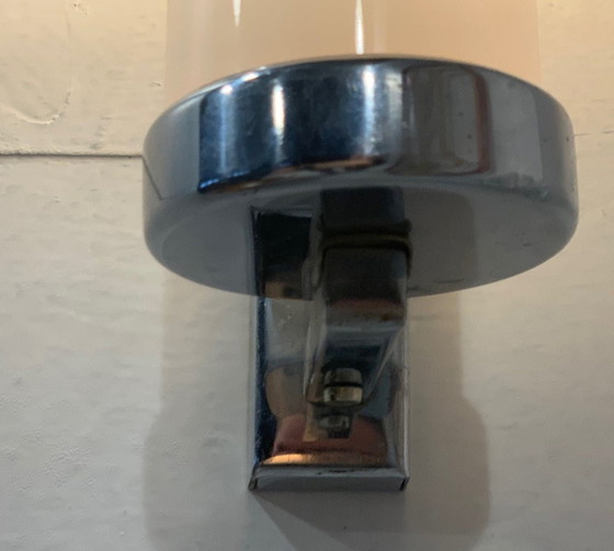 Image 1 of Art Deco wall lamp milk glass and chrome