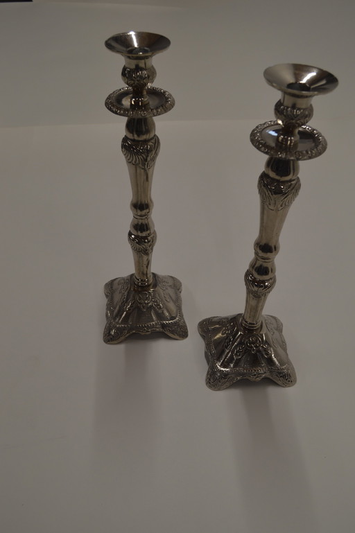 Silver Candlesticks With Engravings