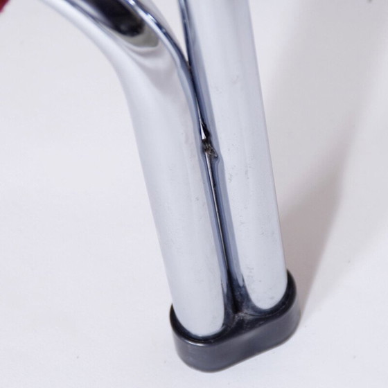 Image 1 of Pair of vintage chrome armchairs for Kodreta Myjava in red fabric and metal 1980