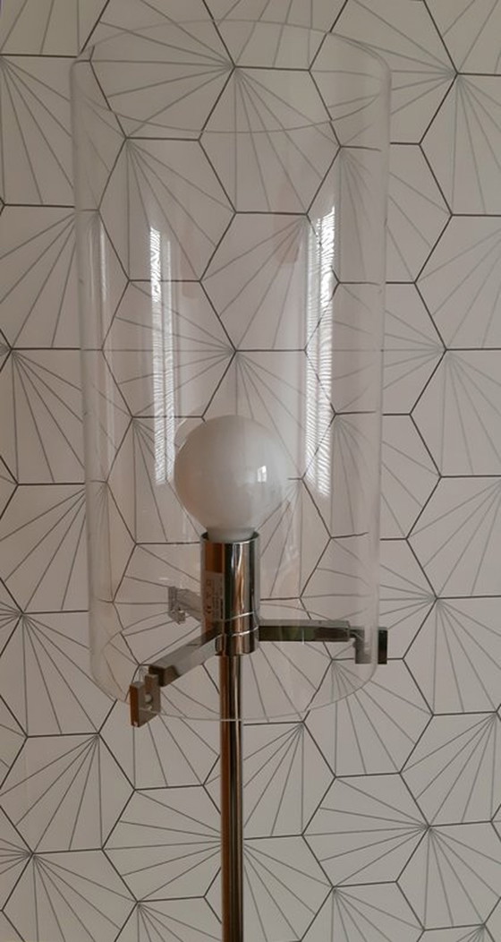 Image 1 of Christian Ploderer "Cpl F1" Floor Lamp with Chrome Base and Blown Glass Shade.