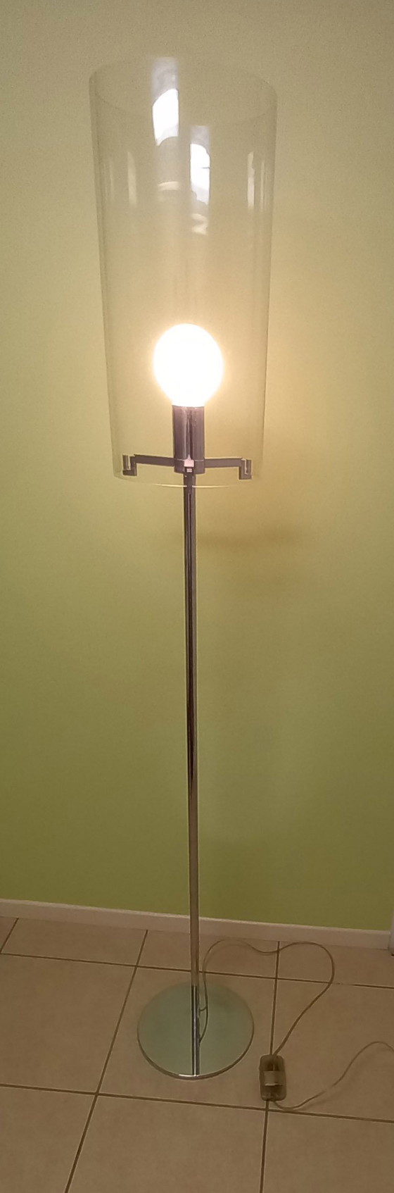 Image 1 of Christian Ploderer "Cpl F1" Floor Lamp with Chrome Base and Blown Glass Shade.