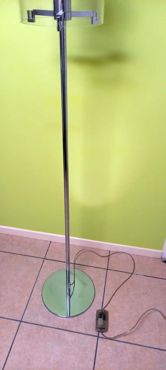 Image 1 of Christian Ploderer "Cpl F1" Floor Lamp with Chrome Base and Blown Glass Shade.