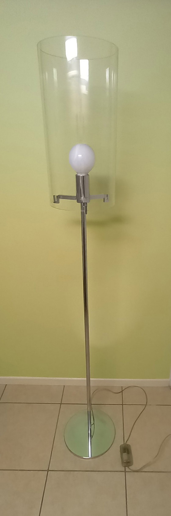 Image 1 of Christian Ploderer "Cpl F1" Floor Lamp with Chrome Base and Blown Glass Shade.