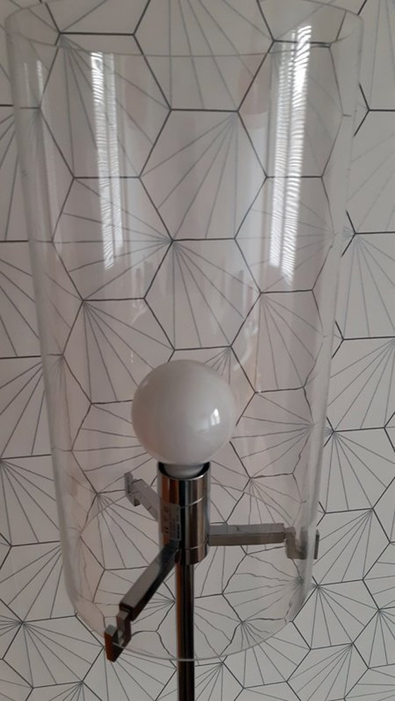 Image 1 of Christian Ploderer "Cpl F1" Floor Lamp with Chrome Base and Blown Glass Shade.