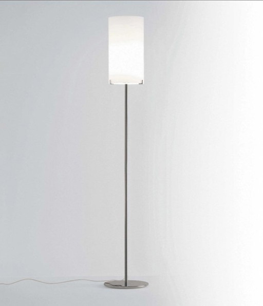 Christian Ploderer "Cpl F1" Floor Lamp with Chrome Base and Blown Glass Shade.