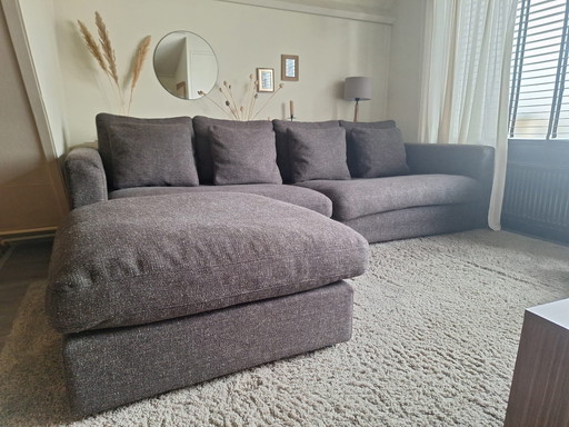 3-Seater Sofa Zuiver Sense Espresso + Hocker