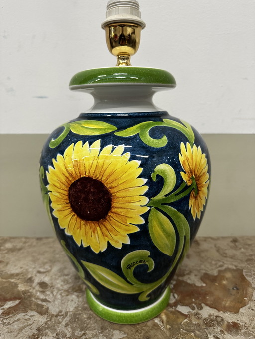 Ceramic tiles Ricceri Firenze -Lamp Stand Sunflowers - 80'S - H 42 Cm