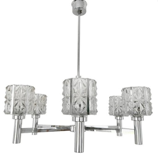 Mid - Century modern chandelier chrome 1970's