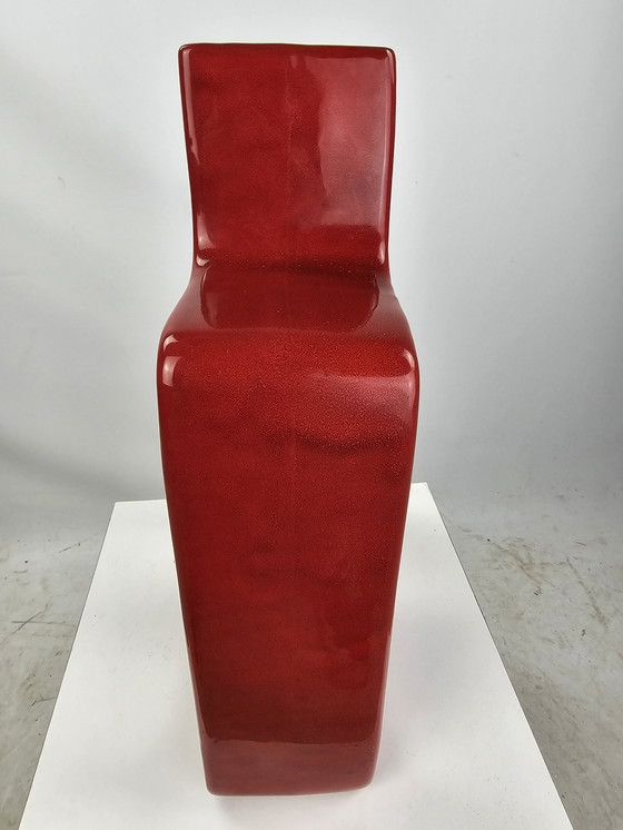 Image 1 of Ceramic Design Vase Red Italy