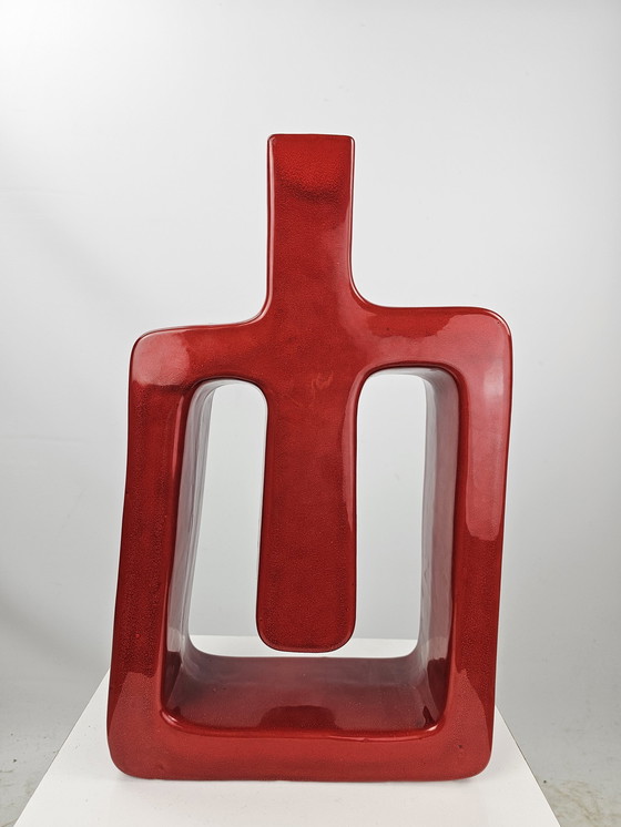 Image 1 of Ceramic Design Vase Red Italy