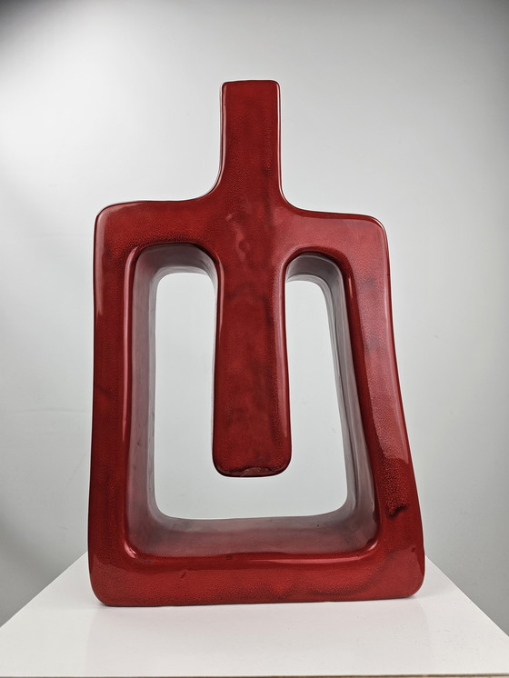 Image 1 of Ceramic Design Vase Red Italy