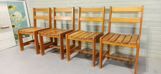 Image 1 of 4 sedie da pranzo vintage in pino massello 