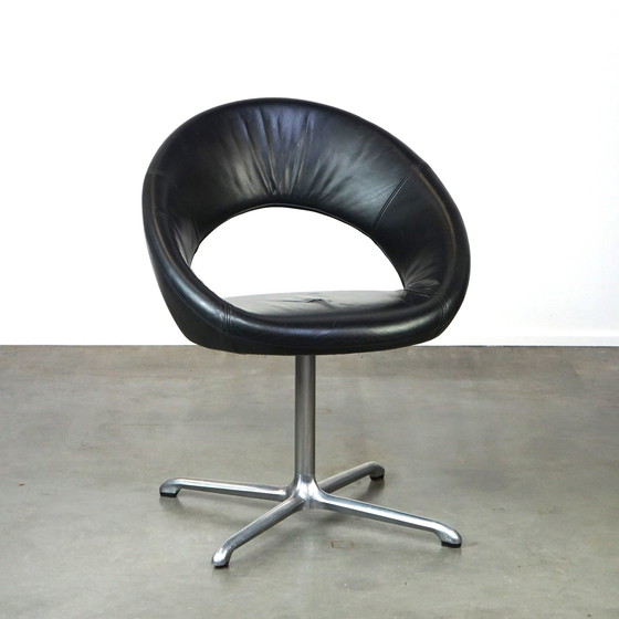 Image 1 of Black leather vintage Artifort designer armchair model NINA