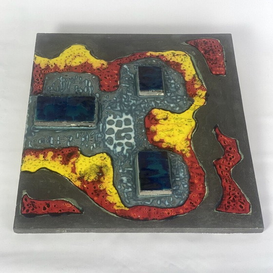 Image 1 of Vintage glazed ceramic wall plaque