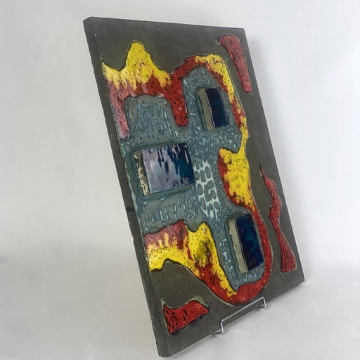 Targa da parete in ceramica smaltata d'epoca