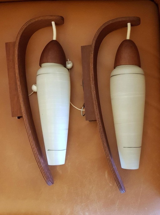 2X Teak Wall Lamps, 1960S