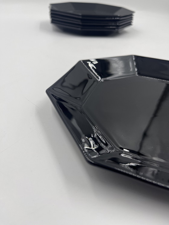 Image 1 of Set Of 7 Arcoroc Black Dinner Plates