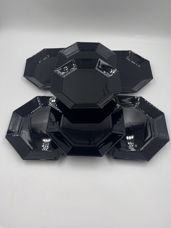 Image 1 of Set Of 7 Arcoroc Black Dinner Plates