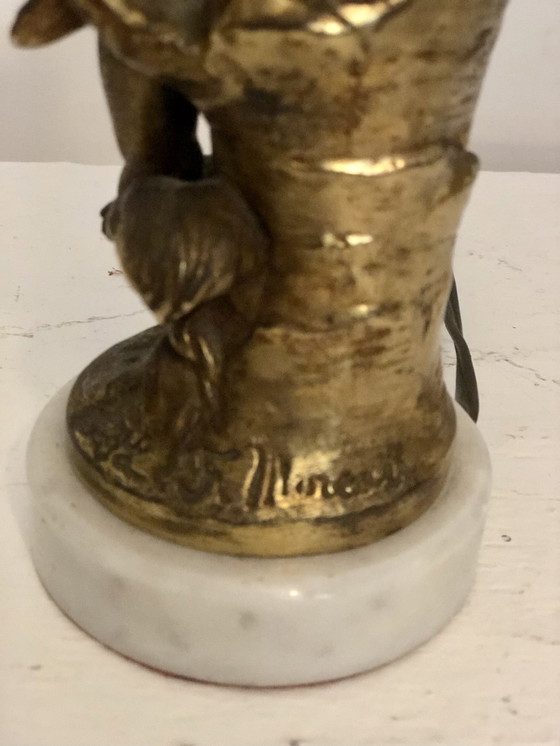 Image 1 of Lampe De Table Style Art Nouveau Signée Lf Moreau