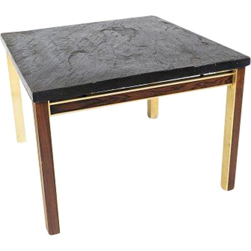 Vintage coffee table with gilded metal and rosewood frame by Bendixen, 1970