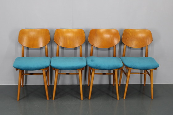 Image 1 of 1970S Set Of Four Beech Dining Chairs By Ton, Czechoslovakia