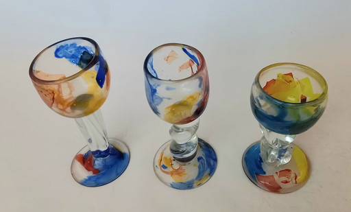 3 X Glass Chalices "Merry Glass 1995"